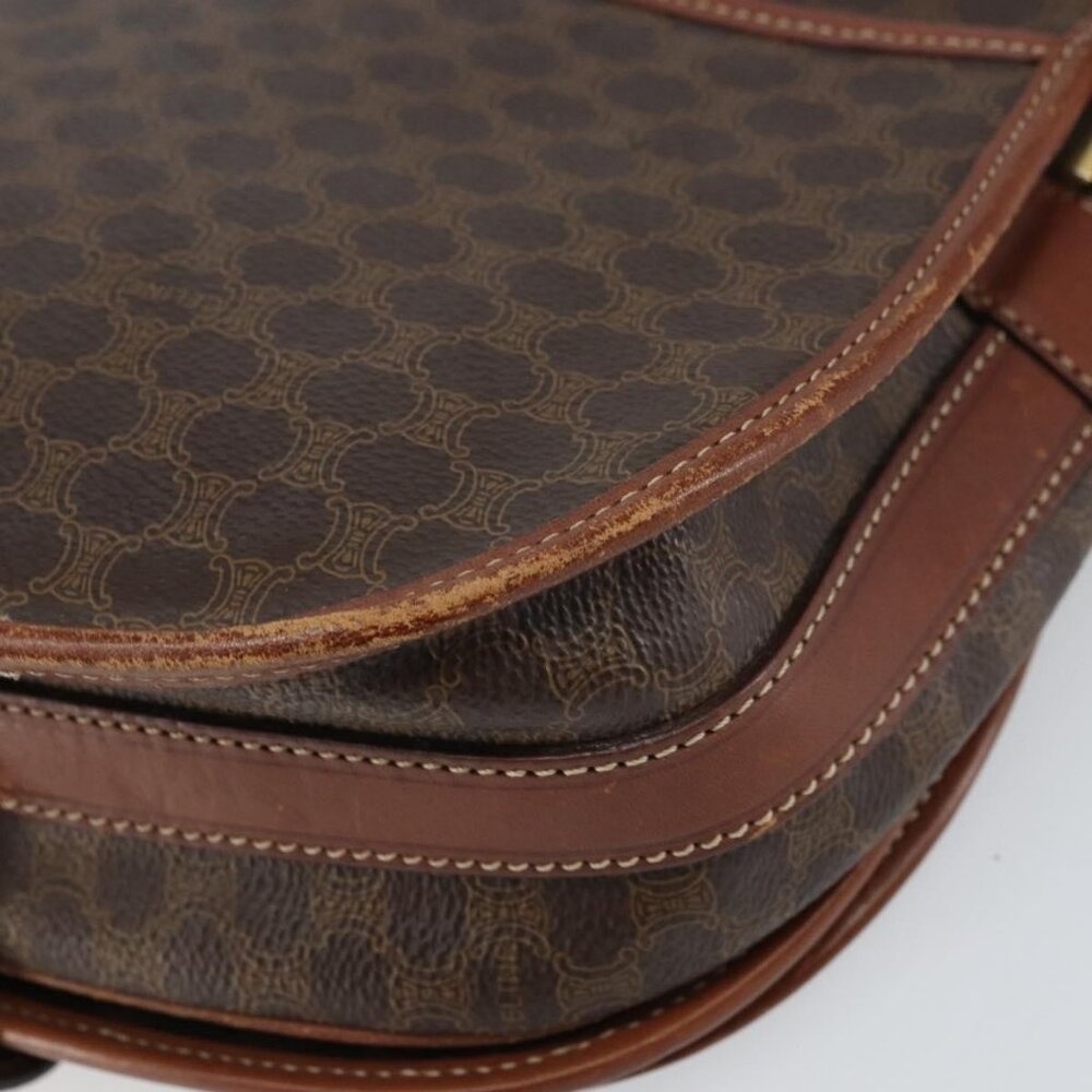 Authentic CELINE Macadam Canvas Shoulder Bag PVC Leather Brown Gold - Picture 8 of 16